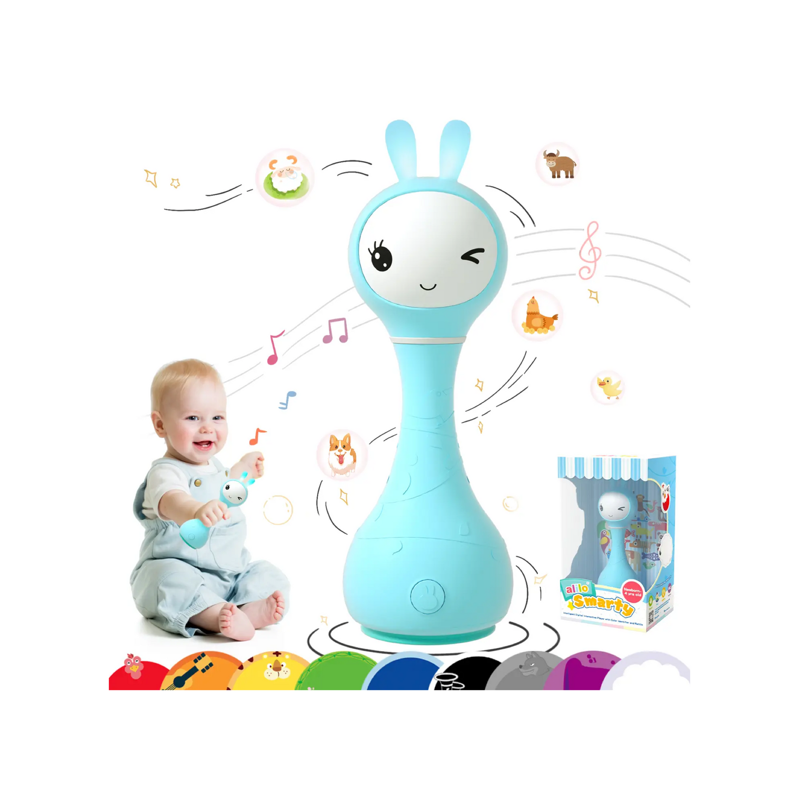 Smarty Bunny Sensory Teether Toy with Music & Lights