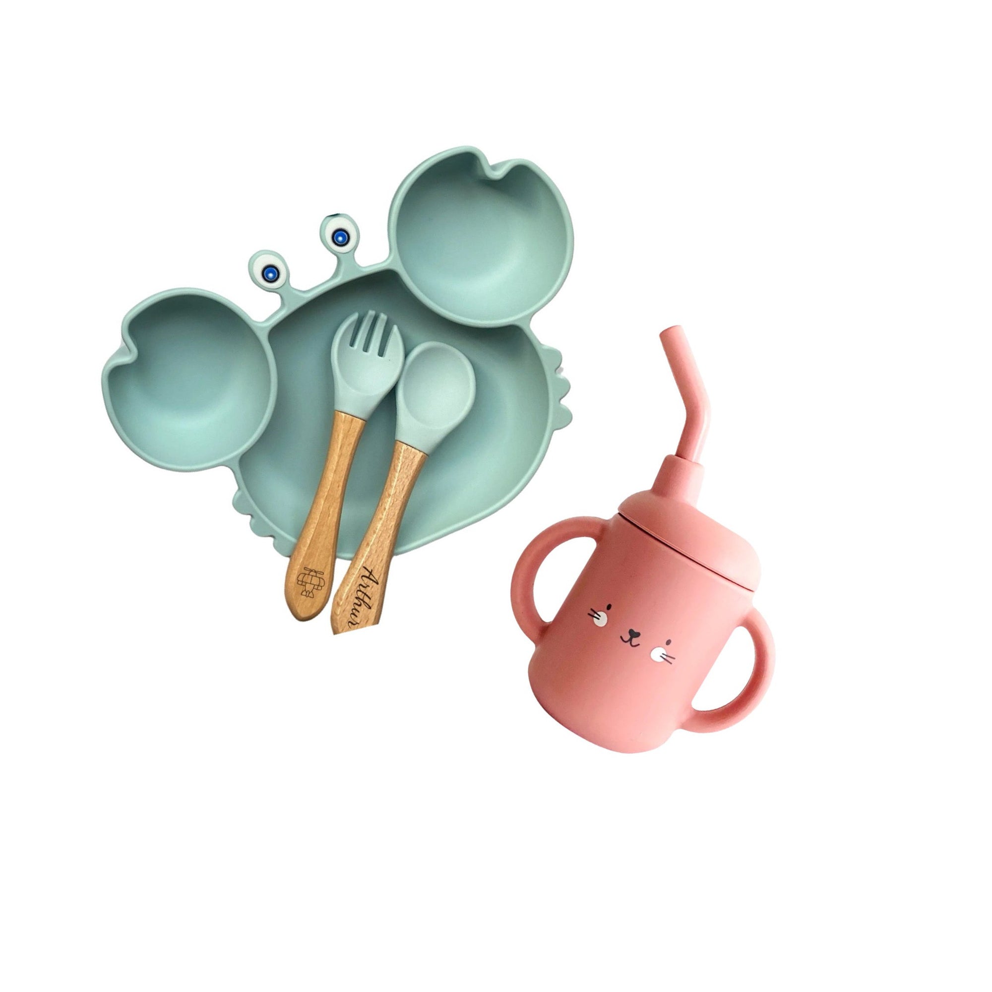 Silicone Crab Face Plate and Cutlery Sets