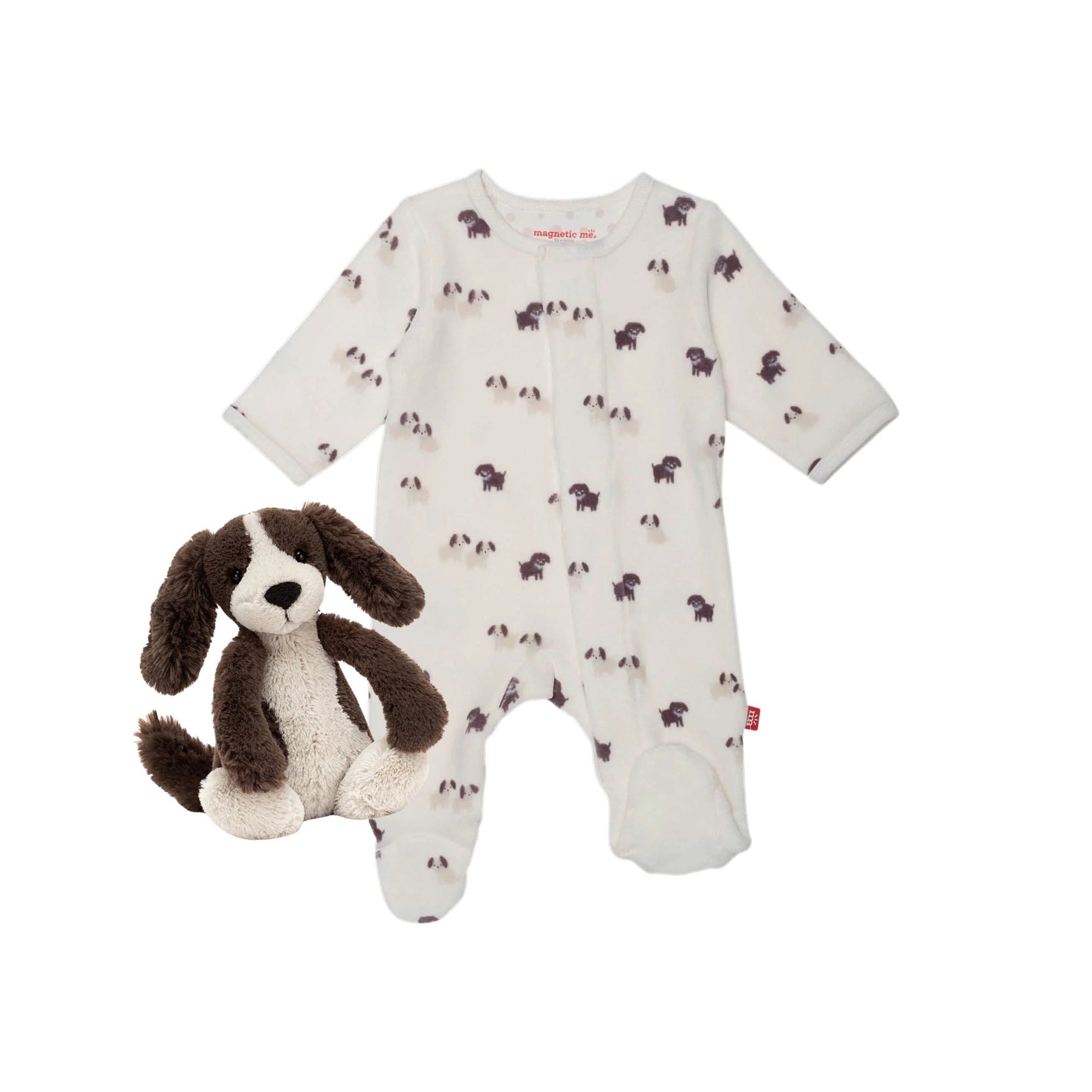 Puppy Love Magnetic Velour Footie