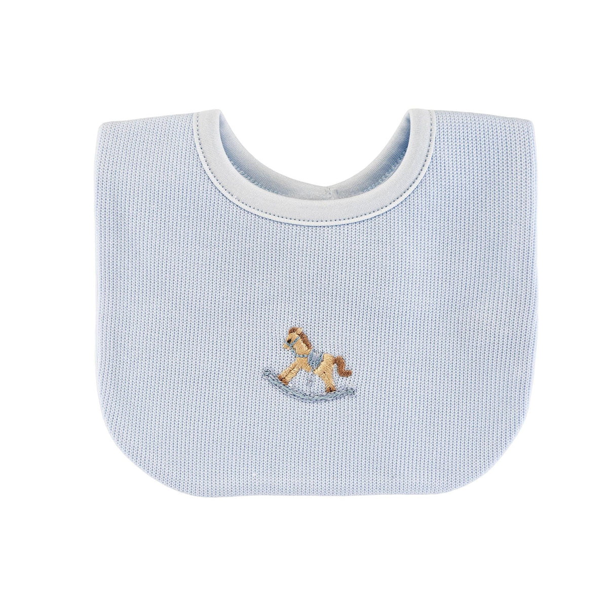 Embroidered Rocking Horse Pima Cotton Jacquard Bib