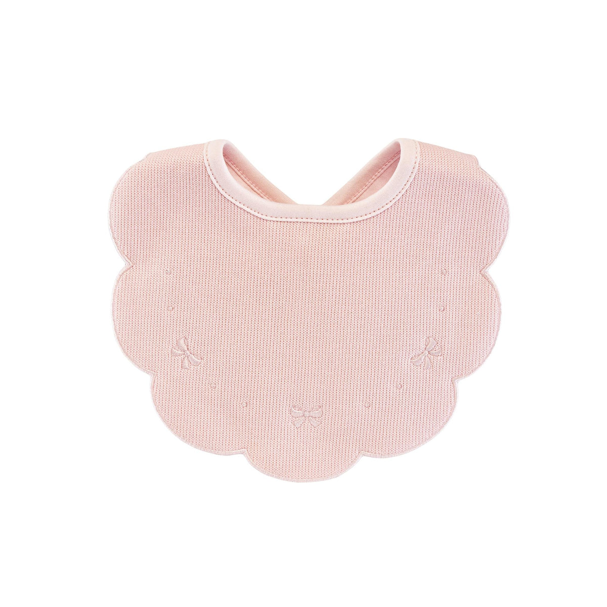 Pretty Bows &amp; Roses Pima Cotton Jacquard Embroidered Scalloped Bib