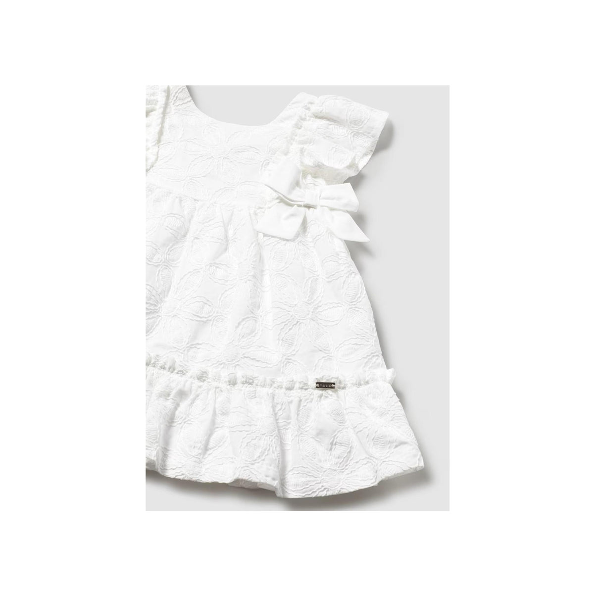 Flutter Sleeve Embroidered Girls’ White Dress