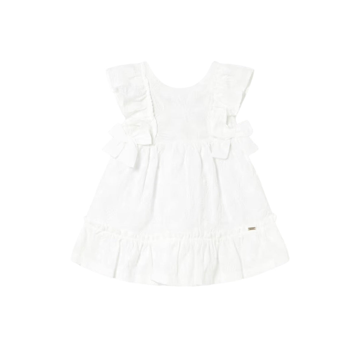 Flutter Sleeve Embroidered Girls’ White Dress