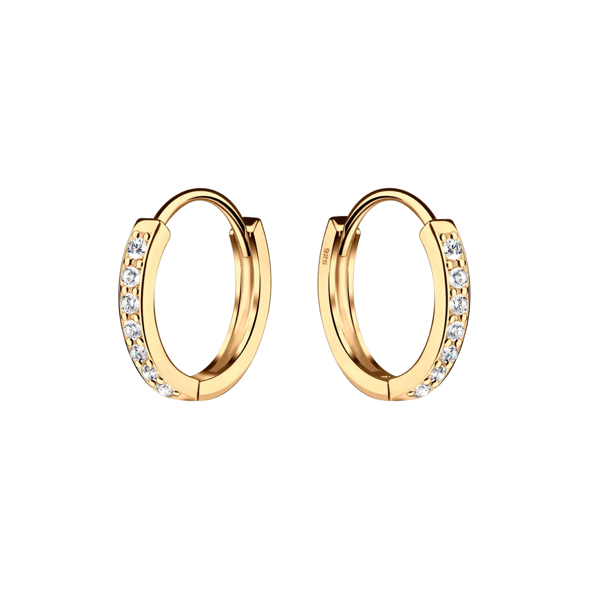 14k Gold Plated Huggie CZ Hoop