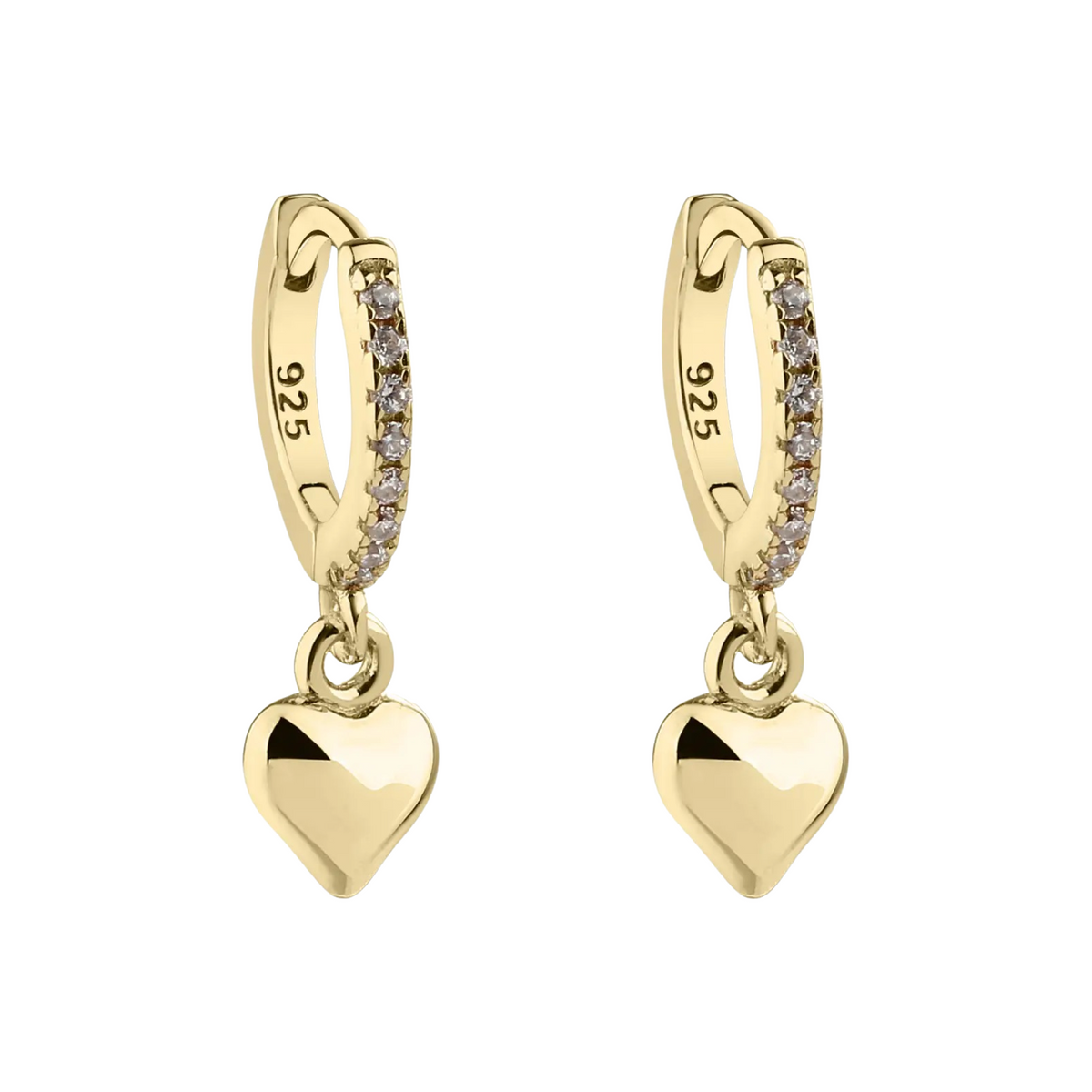 14K Gold-Plated Huggie Hoop Heart Earrings