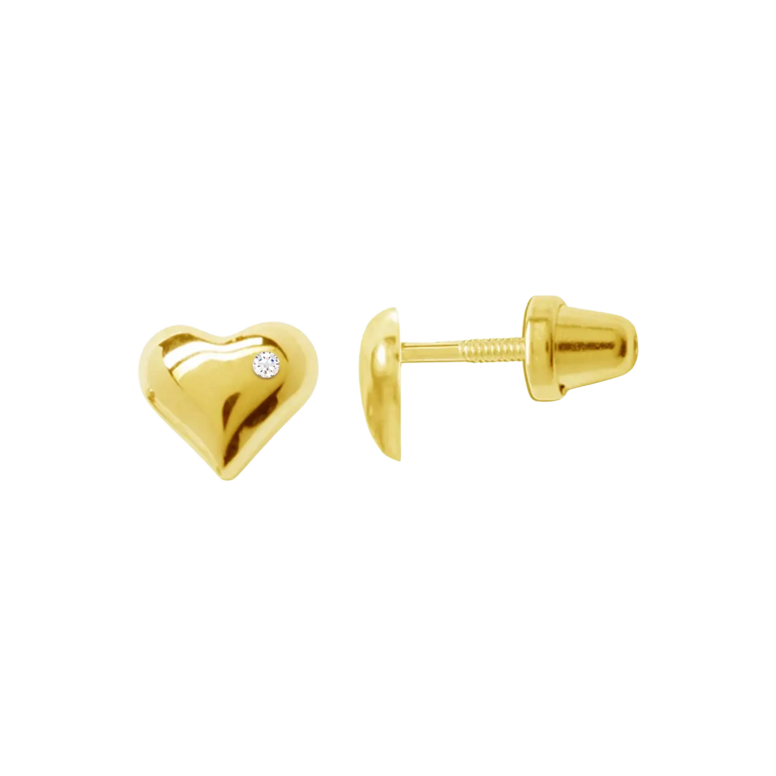 Gold Puff Heart Earrings
