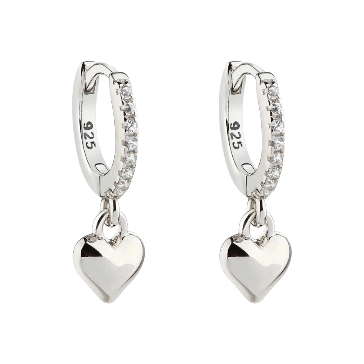 Sterling Silver Huggie Heart Earrings