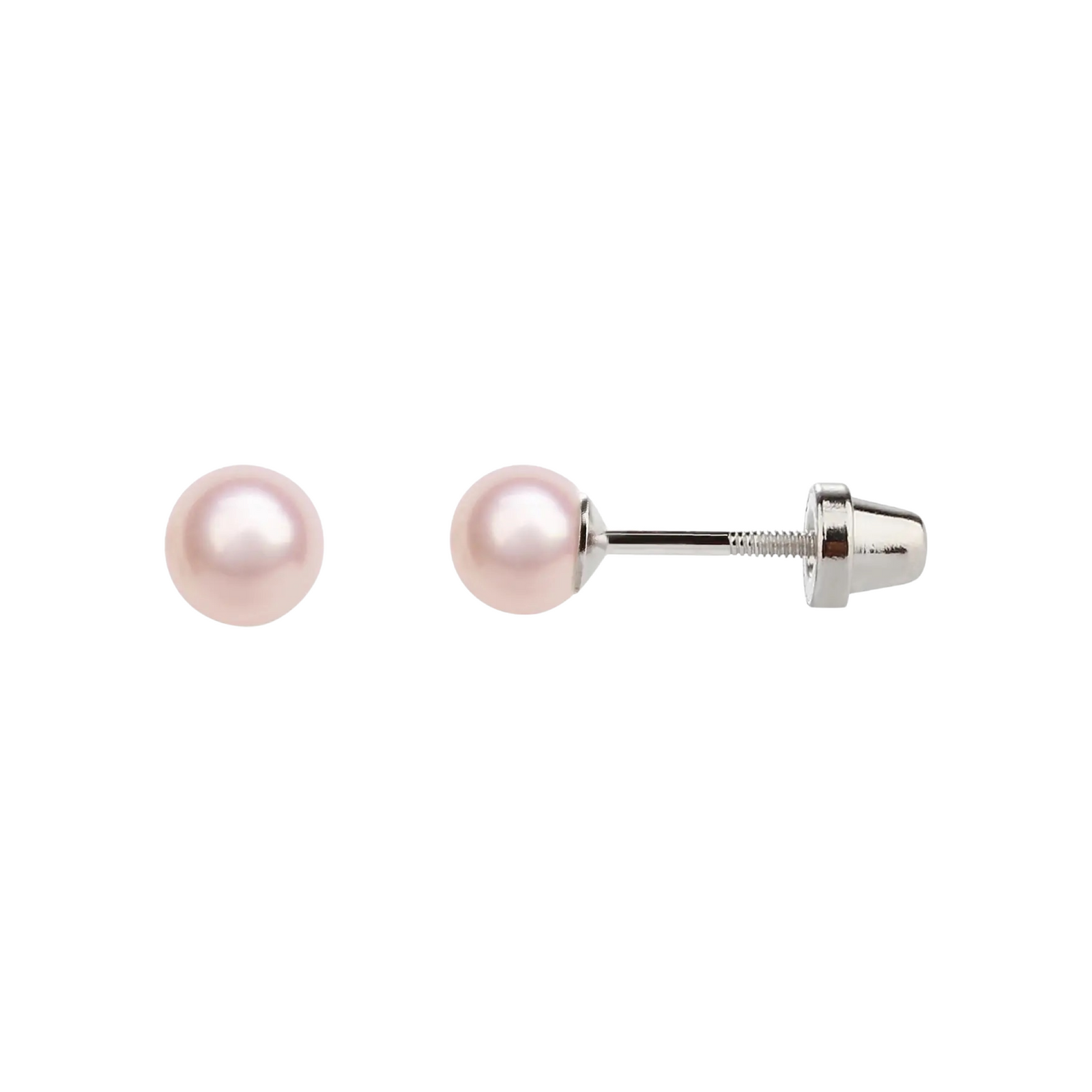 Sterling Silver Pink Pearl Screw-Back Earrings
