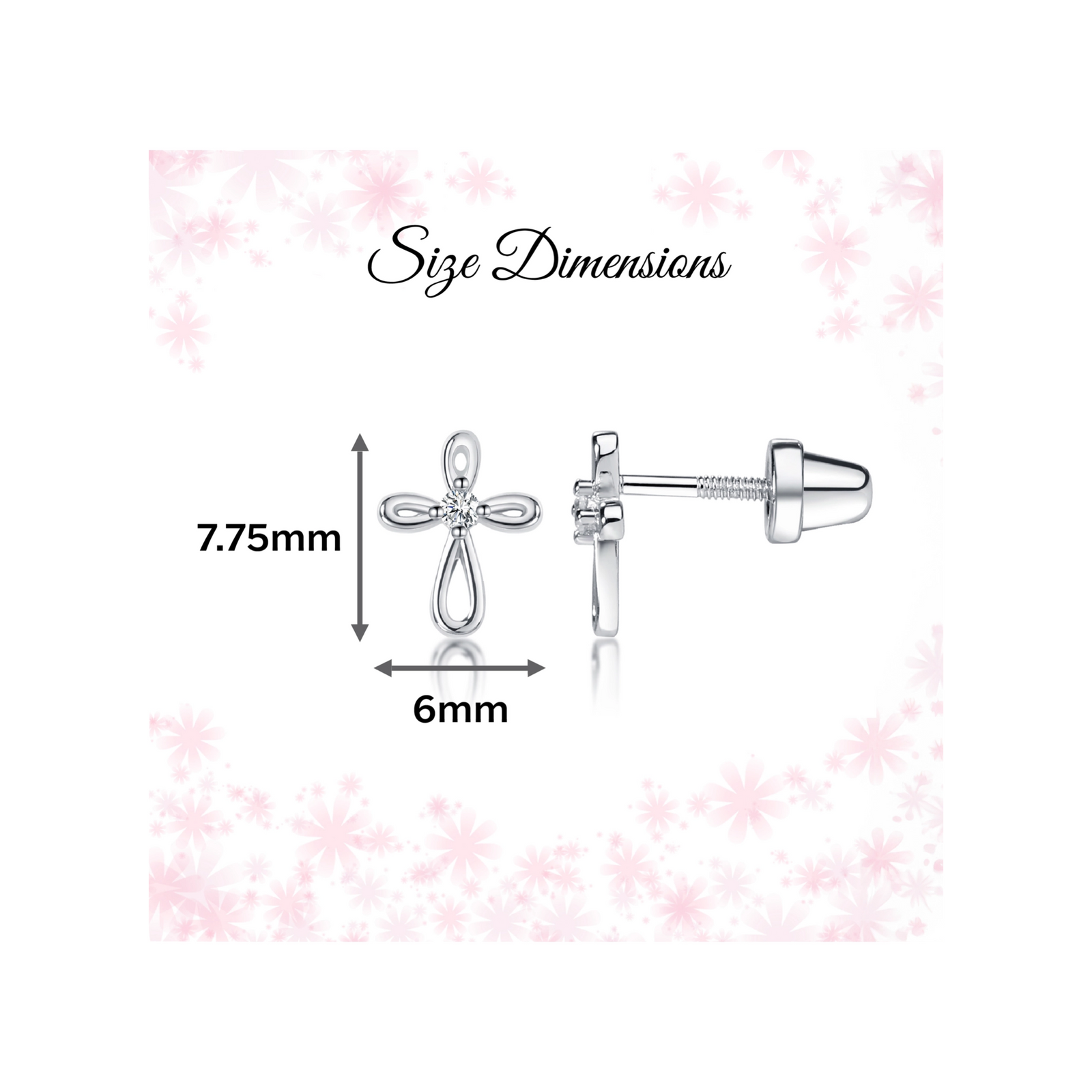 Sterling Silver Screw-Back infinity Cross Earrings