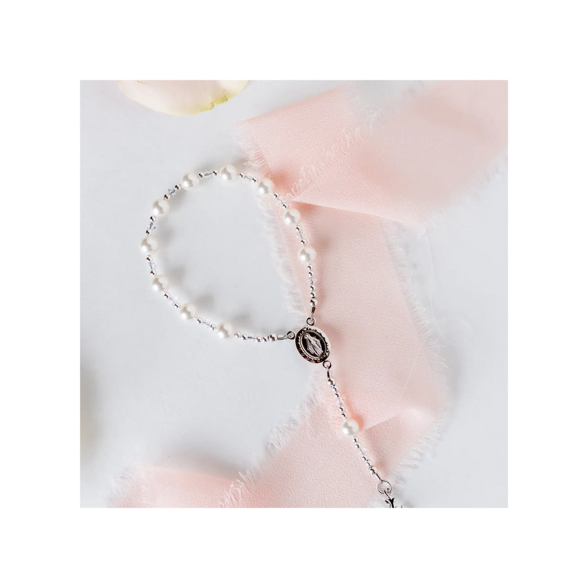 Gold Plated Sterling Silver White Baby Rosary