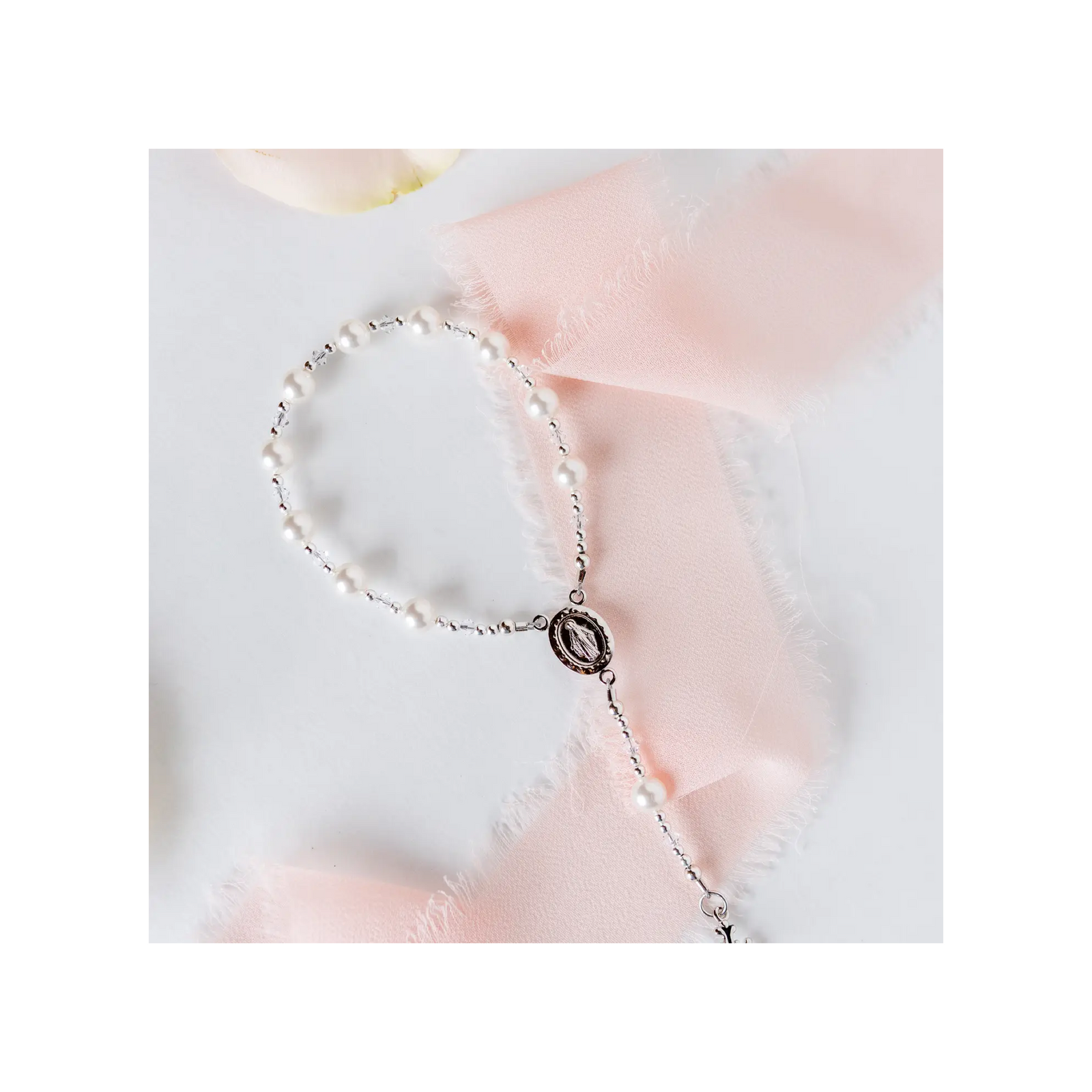 Gold Plated Sterling Silver White Baby Rosary