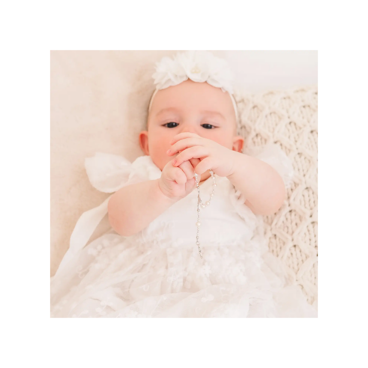 Gold Plated Sterling Silver White Baby Rosary