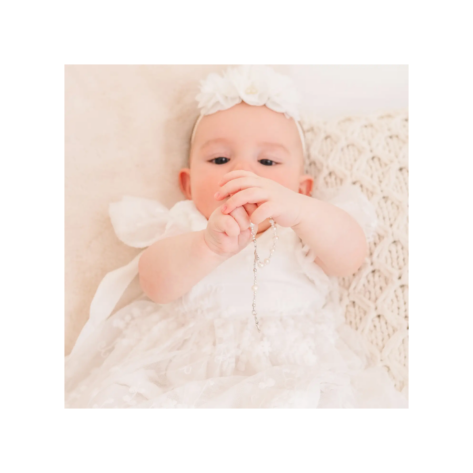 Gold Plated Sterling Silver White Baby Rosary