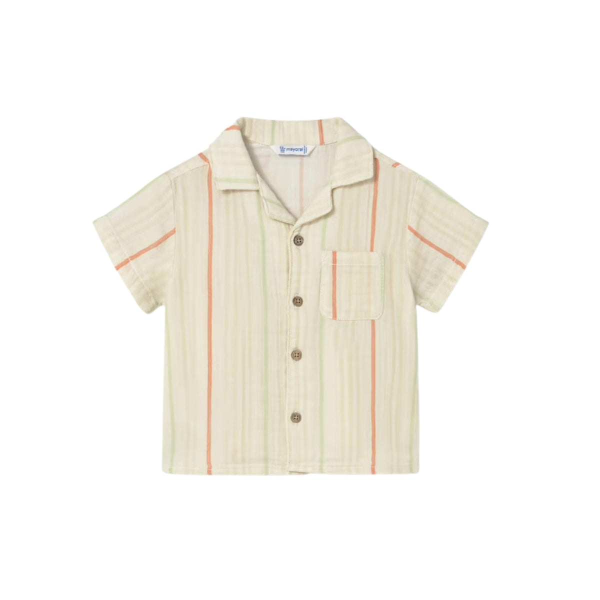 Baby Boy Mandarin &amp; Green Stripe Button Down Shirt