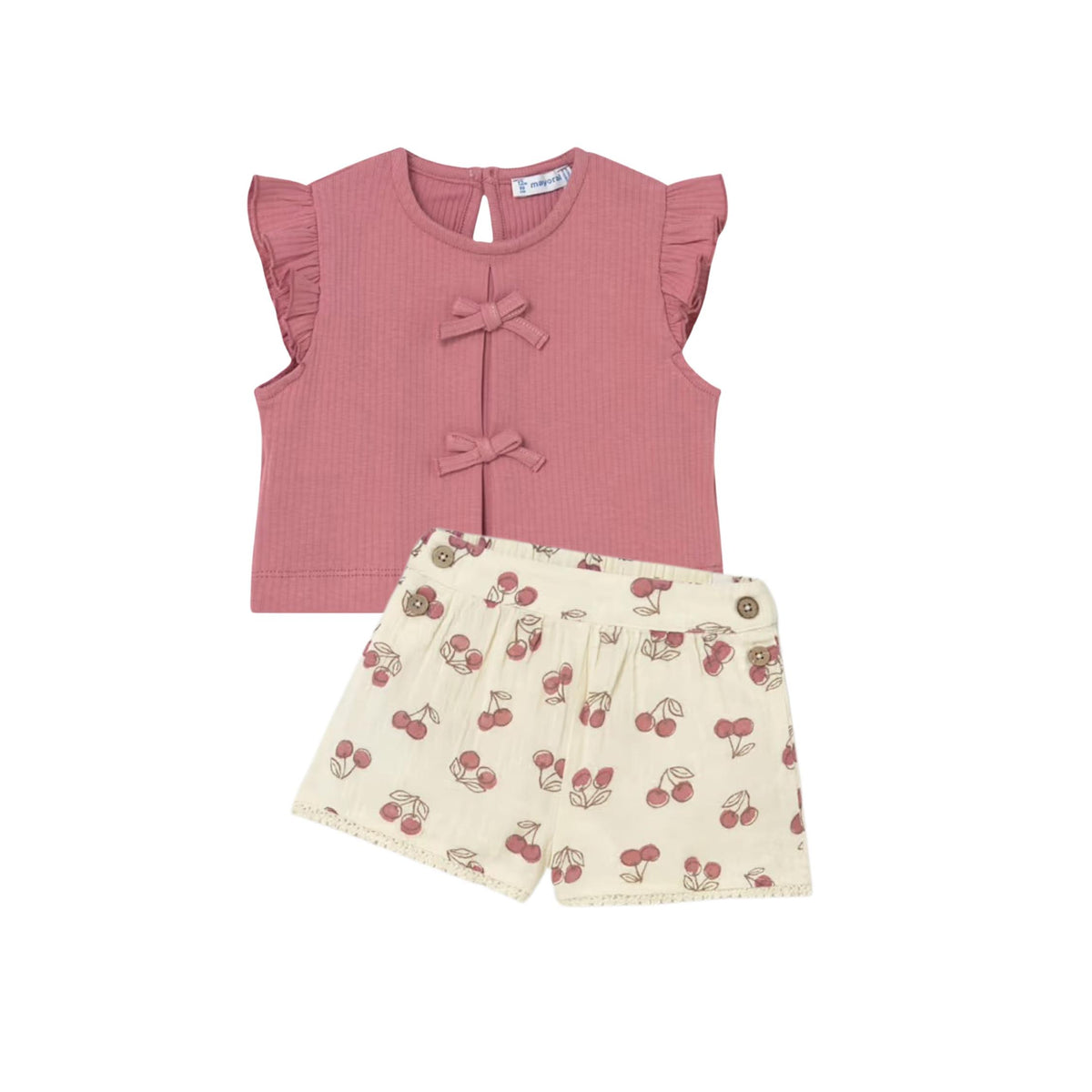 Baby Girl Cherry Print Cotton Short