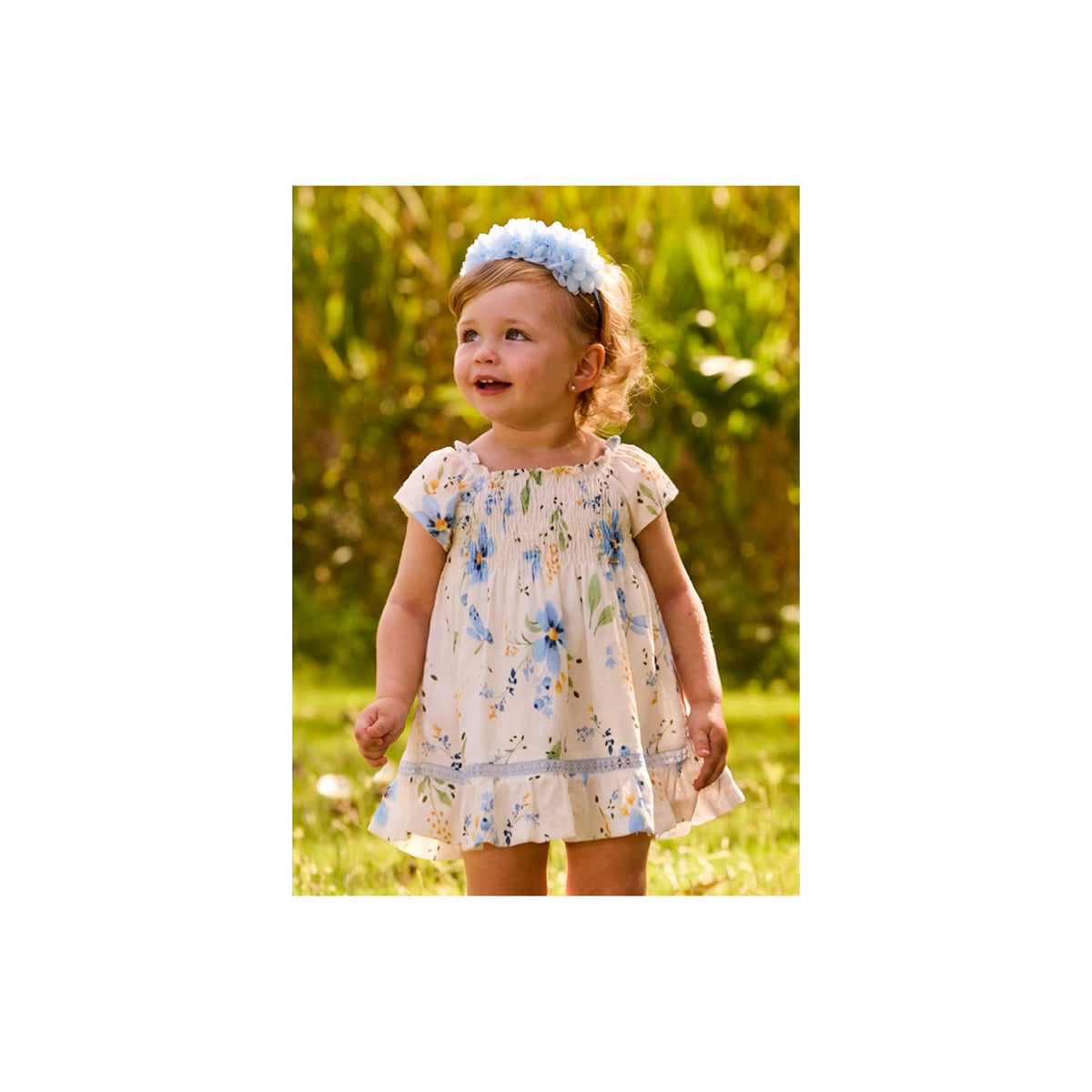 Baby Girl Spring Blue Flowers Cotton Dress