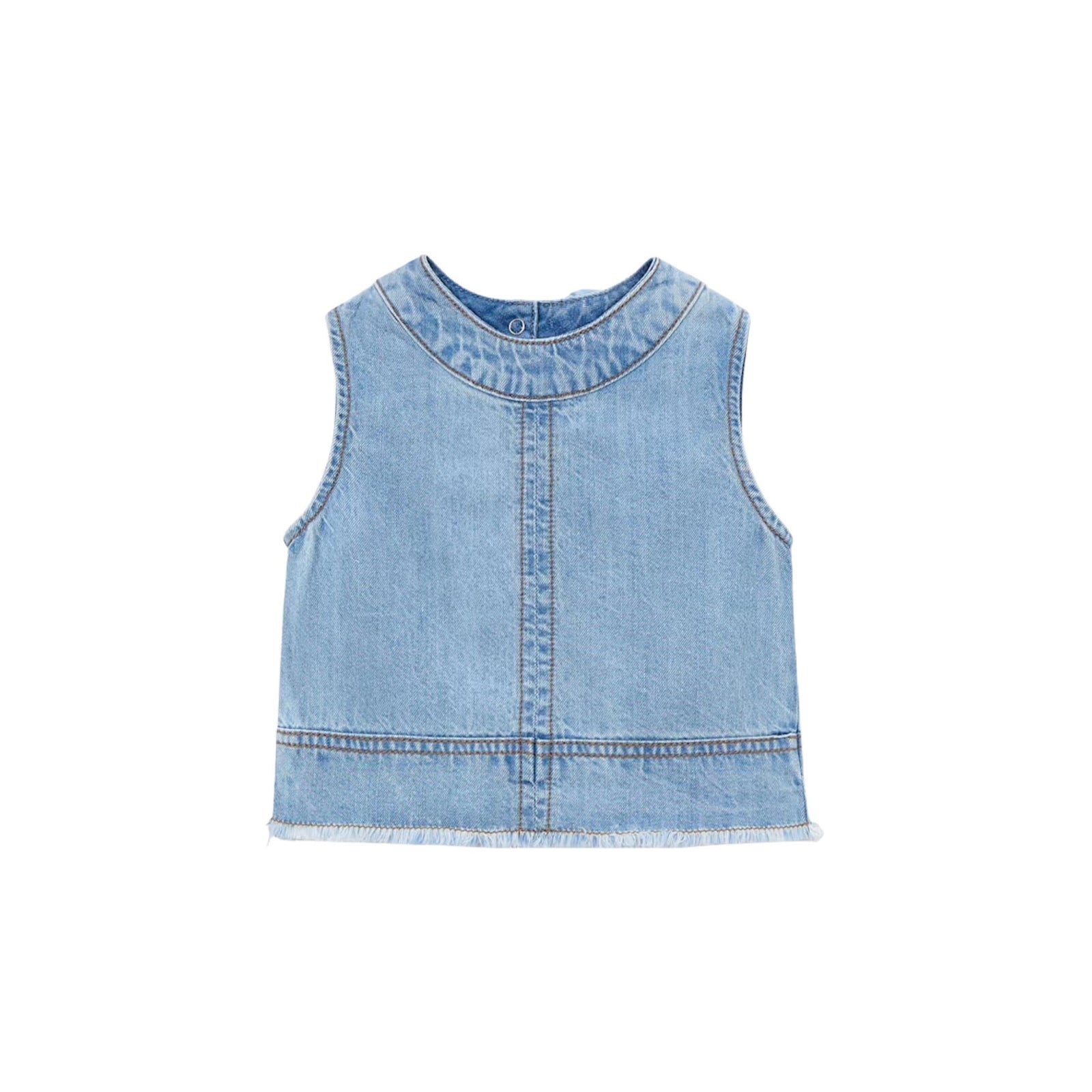 Girls’ Light Denim Top with Bow