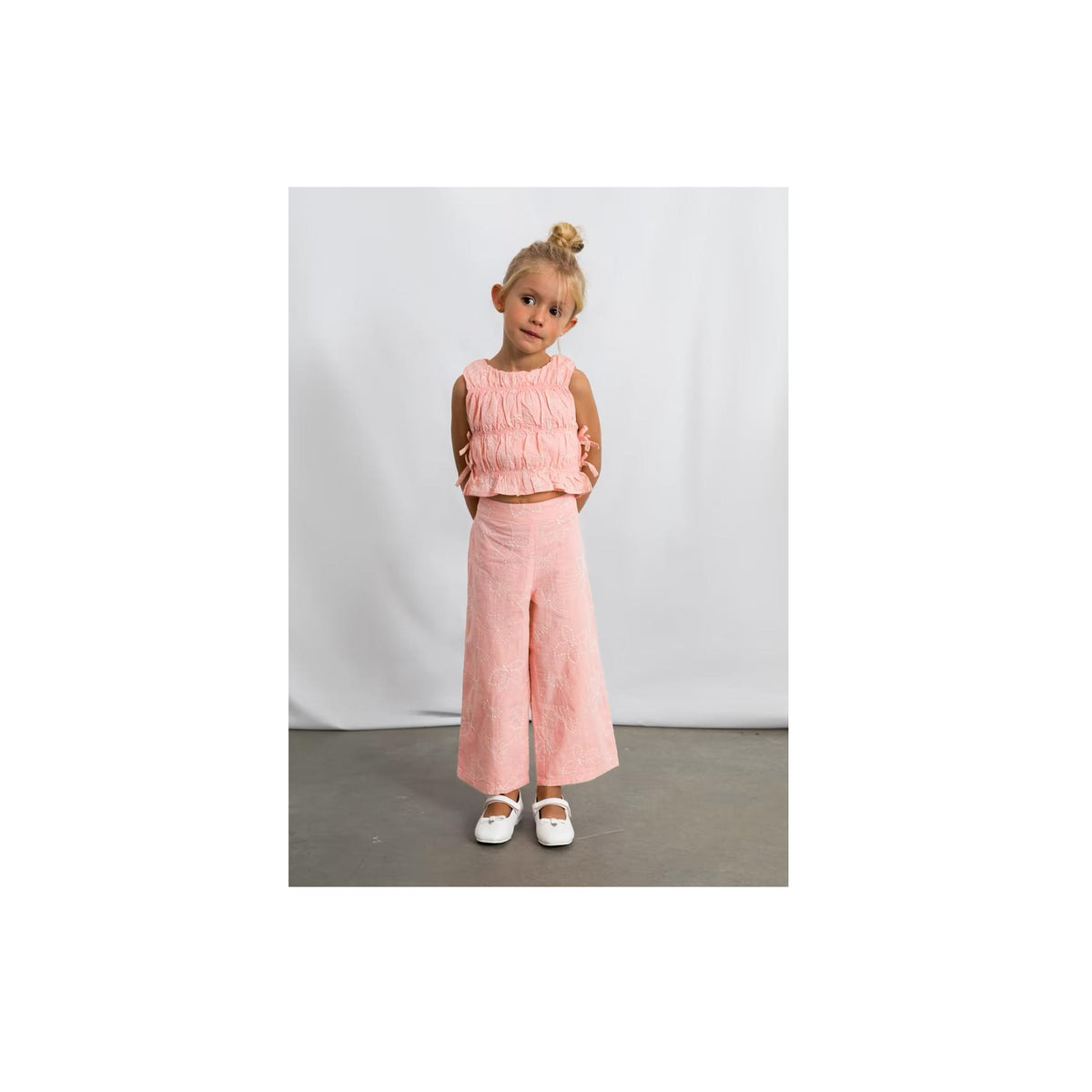 Girls’ Pink Blush Ruched Top &amp; Pant Set