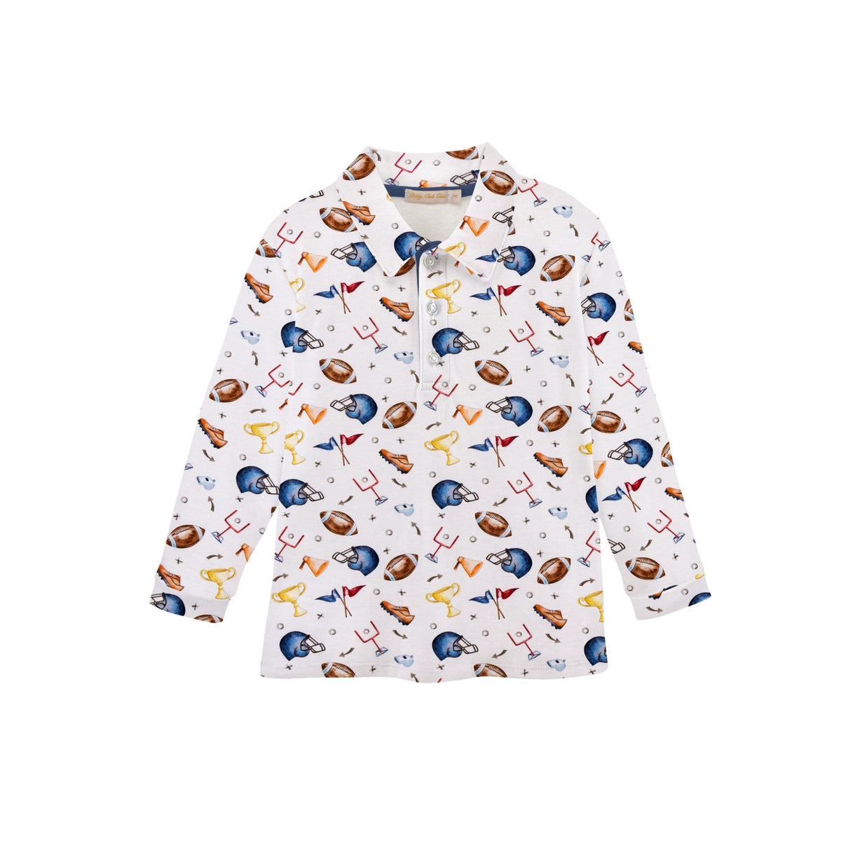 Game Day Football Print Pima Long Sleeve Collared Shirt