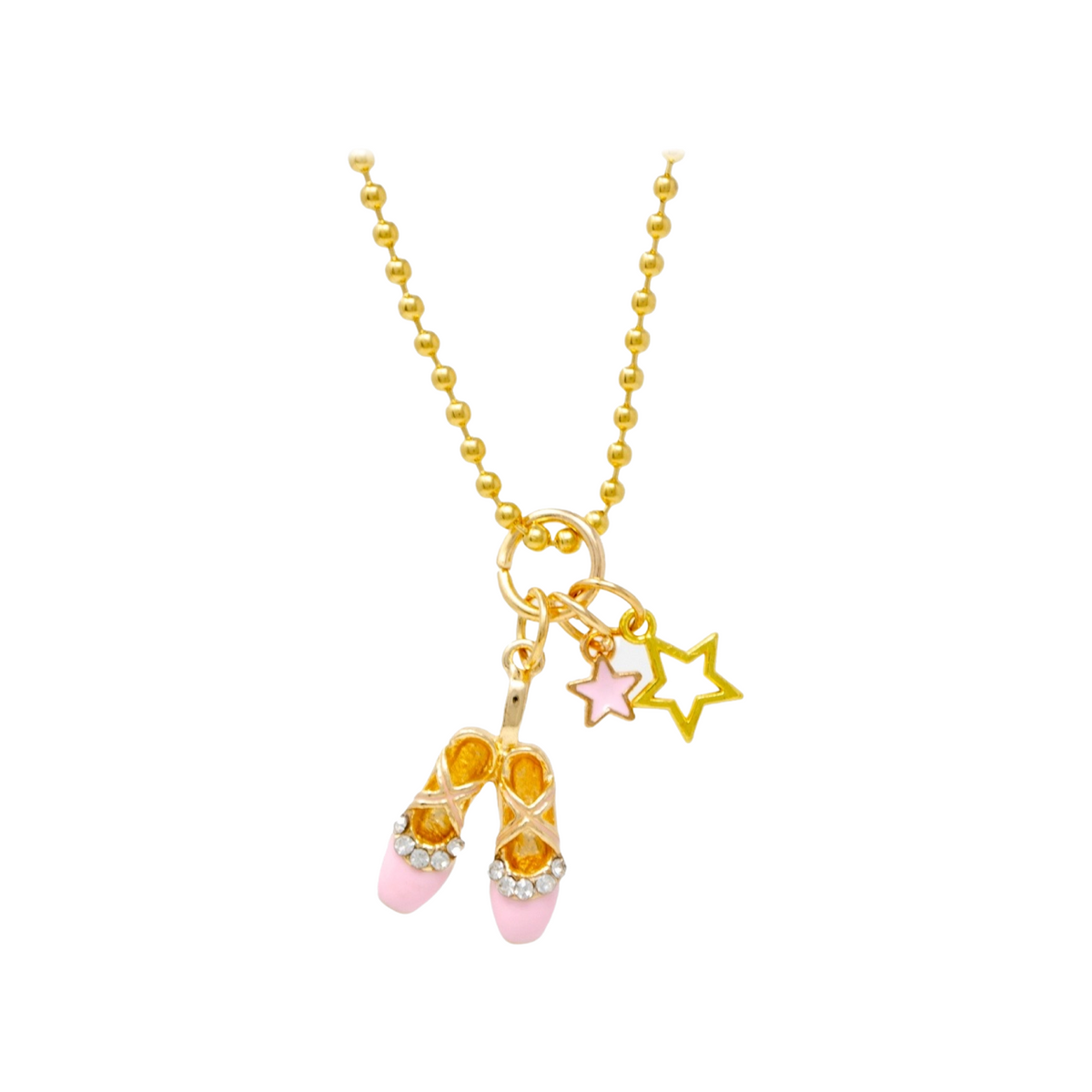 Ballet Slippers &amp; Gold Star Charm Necklace