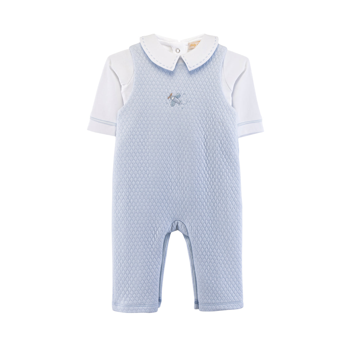 Lullaby Flight Jacquard Embroidered Overall &amp; Stitched Collar Bodysuit