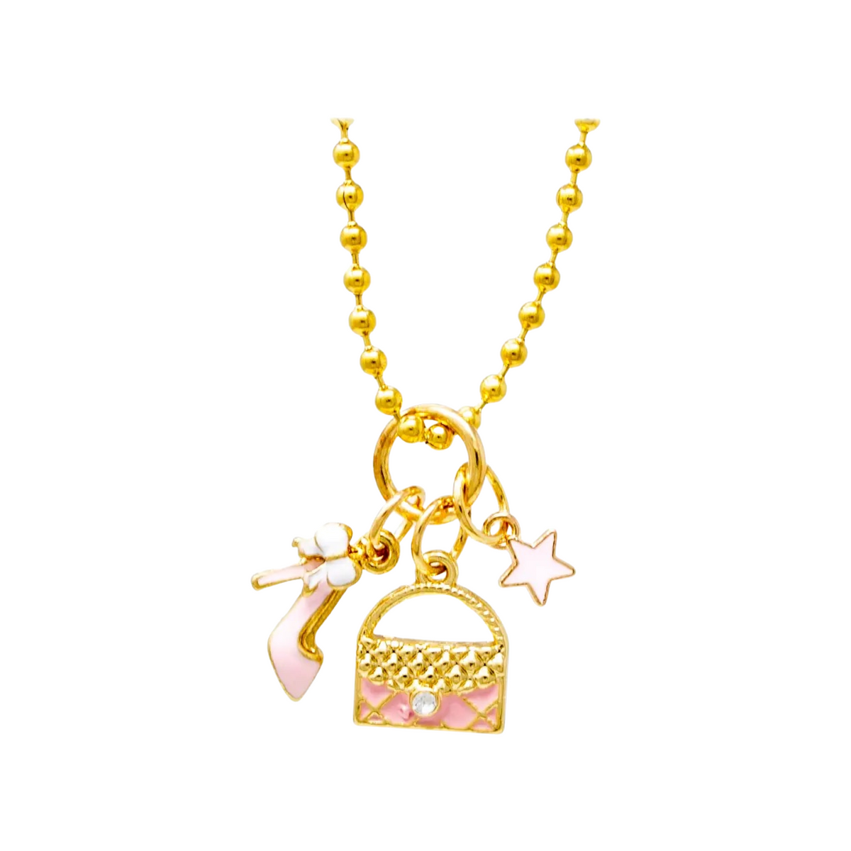 Heel, Purse &amp; Star Gold Charm Necklace