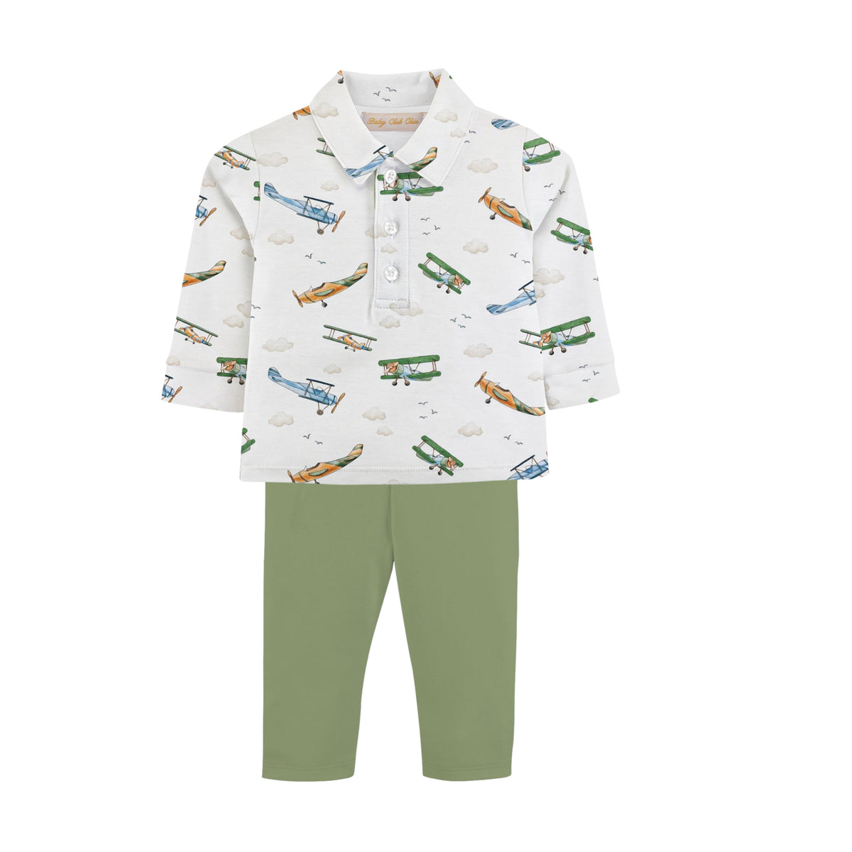 Airplanes Long Sleeve Collared Shirt &amp; Pant Set