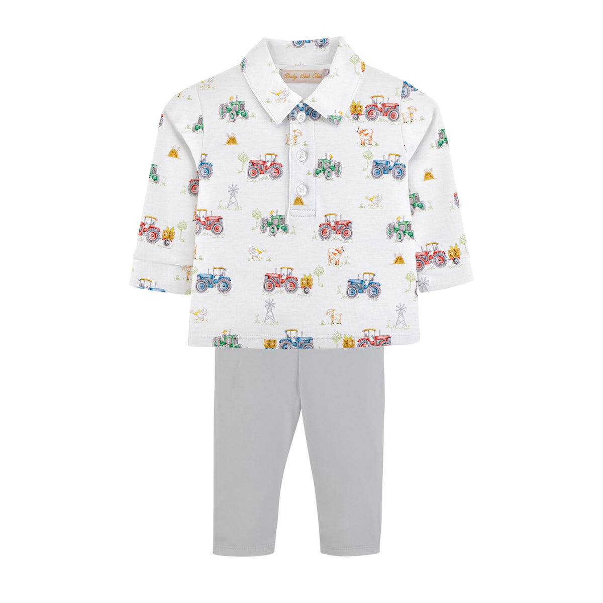 Tractor Time Long Sleeve Collared Shirt &amp; Pant Set