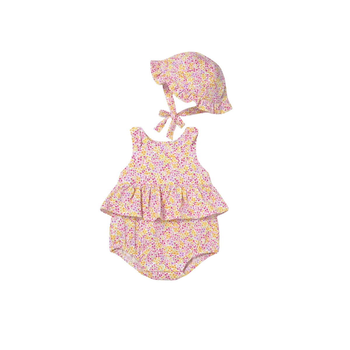Baby Girl Floral Romper and Sun Hat