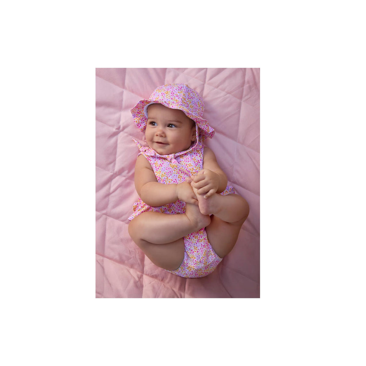 Baby Girl Floral Romper and Sun Hat
