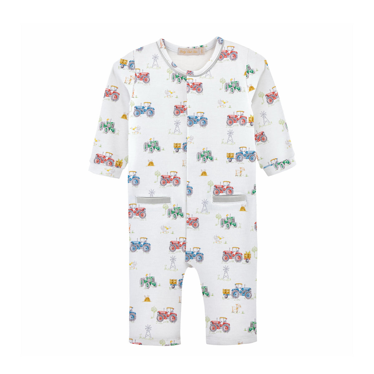 Tractor Time Romper with Piping
