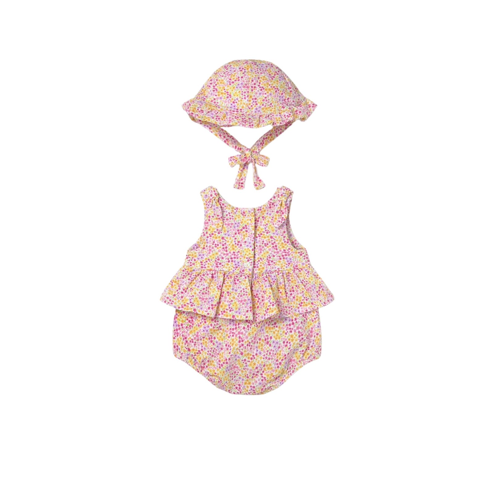 Baby Girl Floral Romper and Sun Hat