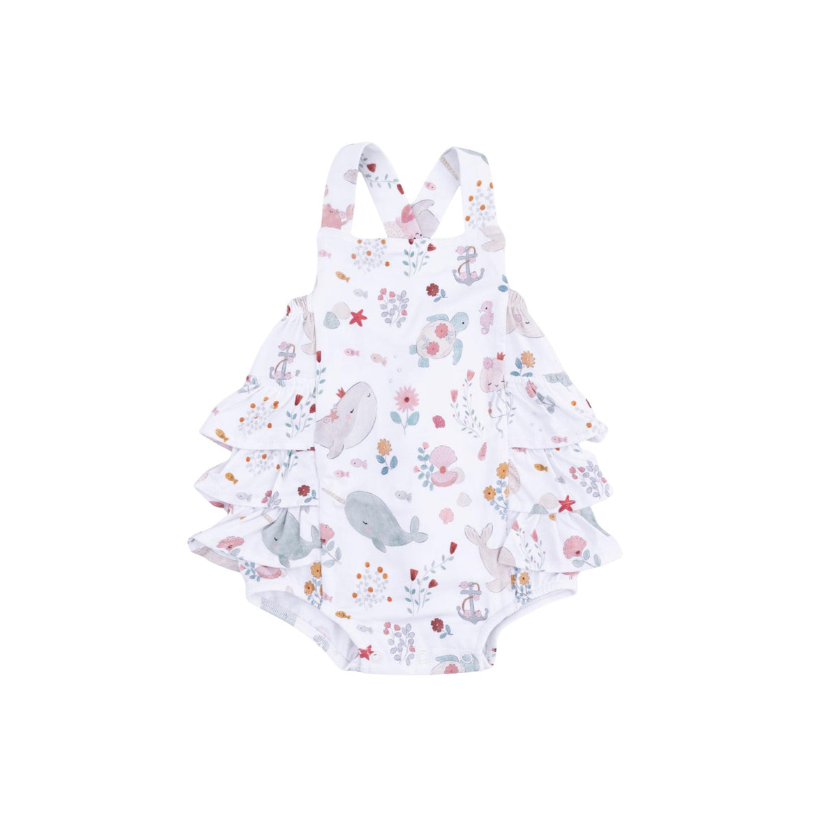Baby Girl Garden Sea Creatures Ruffle Sunsuit
