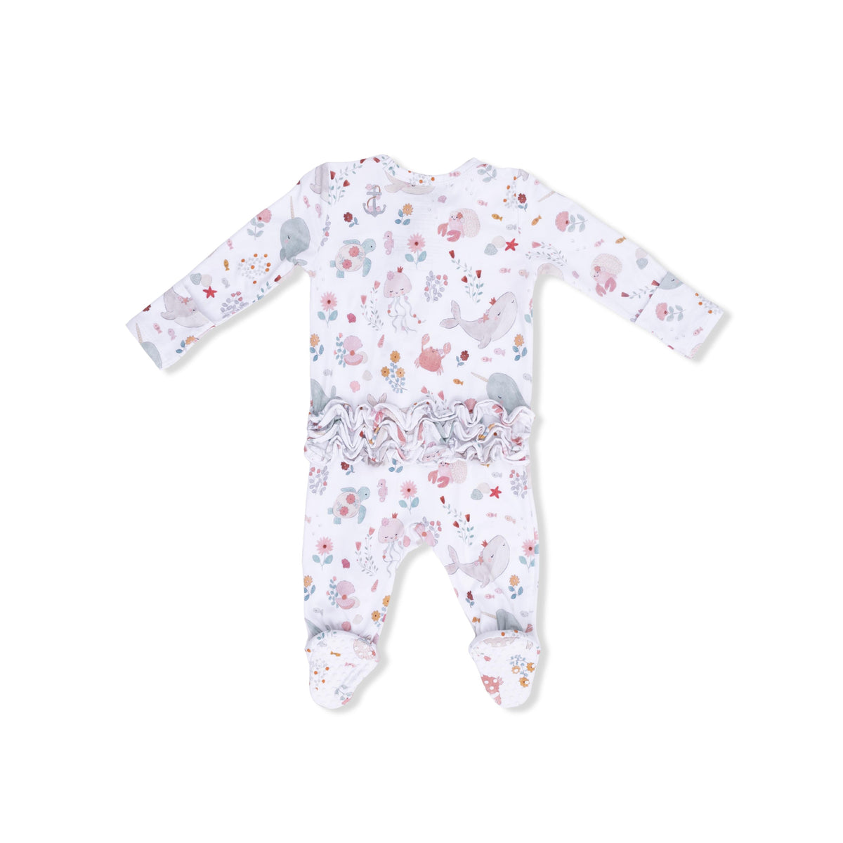 Garden Sea Creatures 2-Way Ruffle Zipper Footie