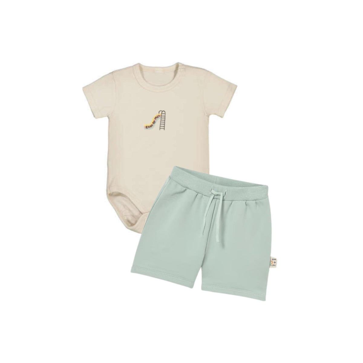 Baby Boy Mint Short and Graphic Bodysuit Set