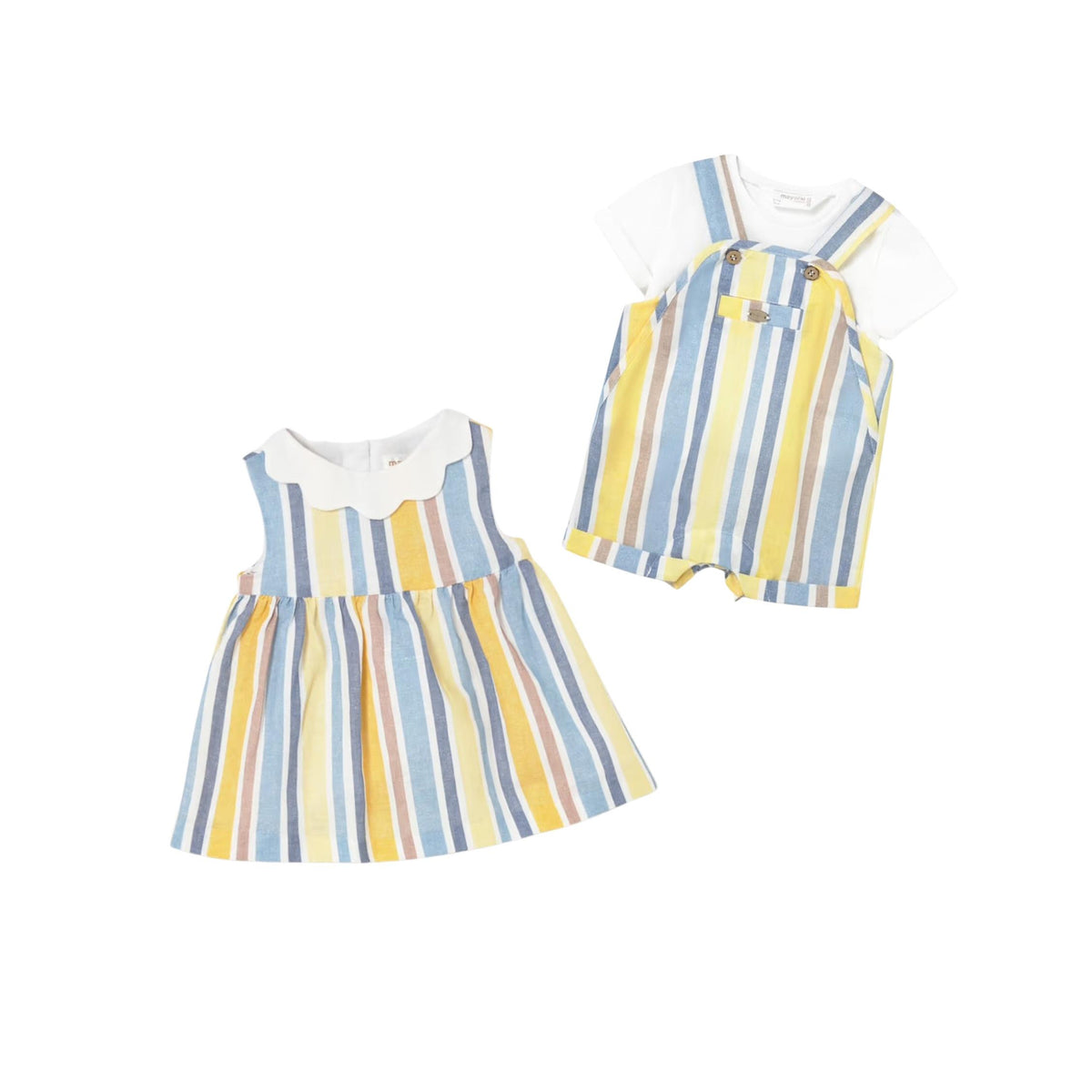 Baby Boys’ Striped Dungaree Short 2-Piece Set