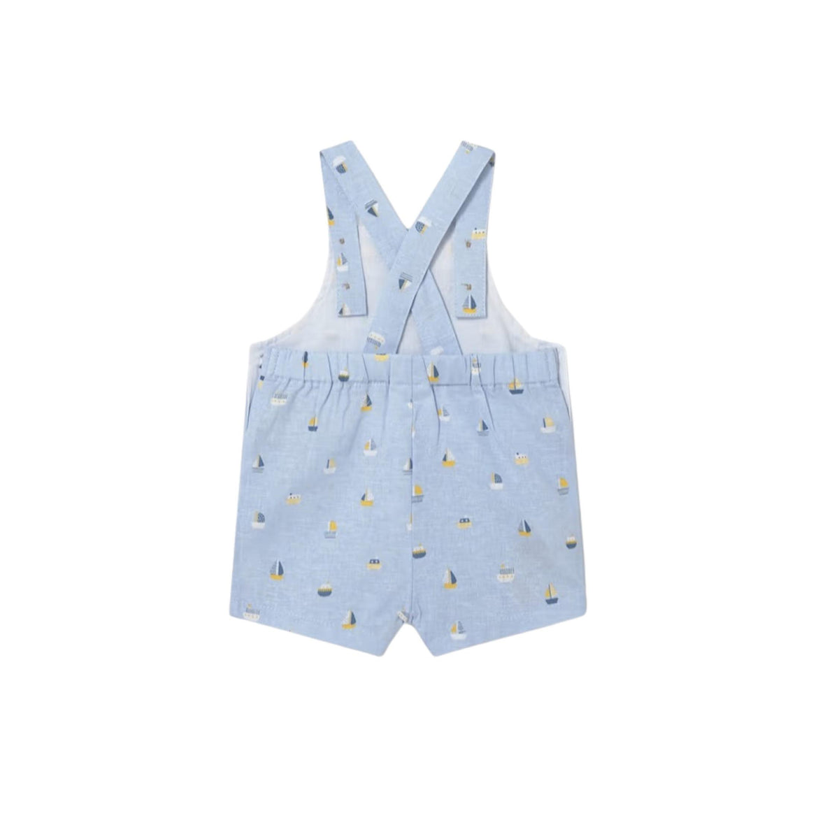 Baby Boy Sailboats Print Short Overalls with Sun Hat