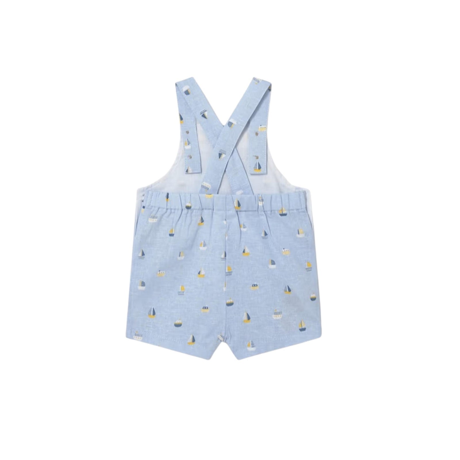 Baby Boy Sailboats Print Short Overalls with Sun Hat