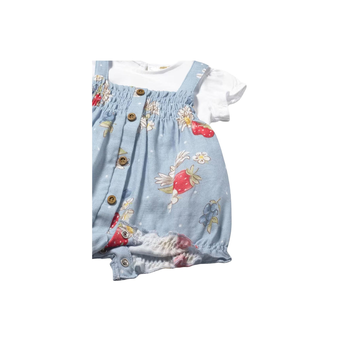 Layette Baby Girl Strawberry Dungaree and T-Shirt Set