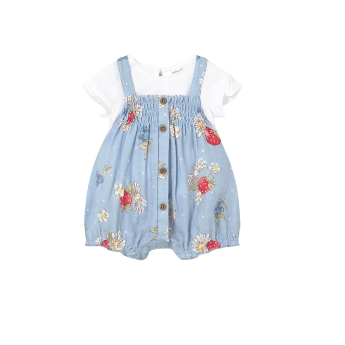 Layette Baby Girl Strawberry Dungaree and T-Shirt Set