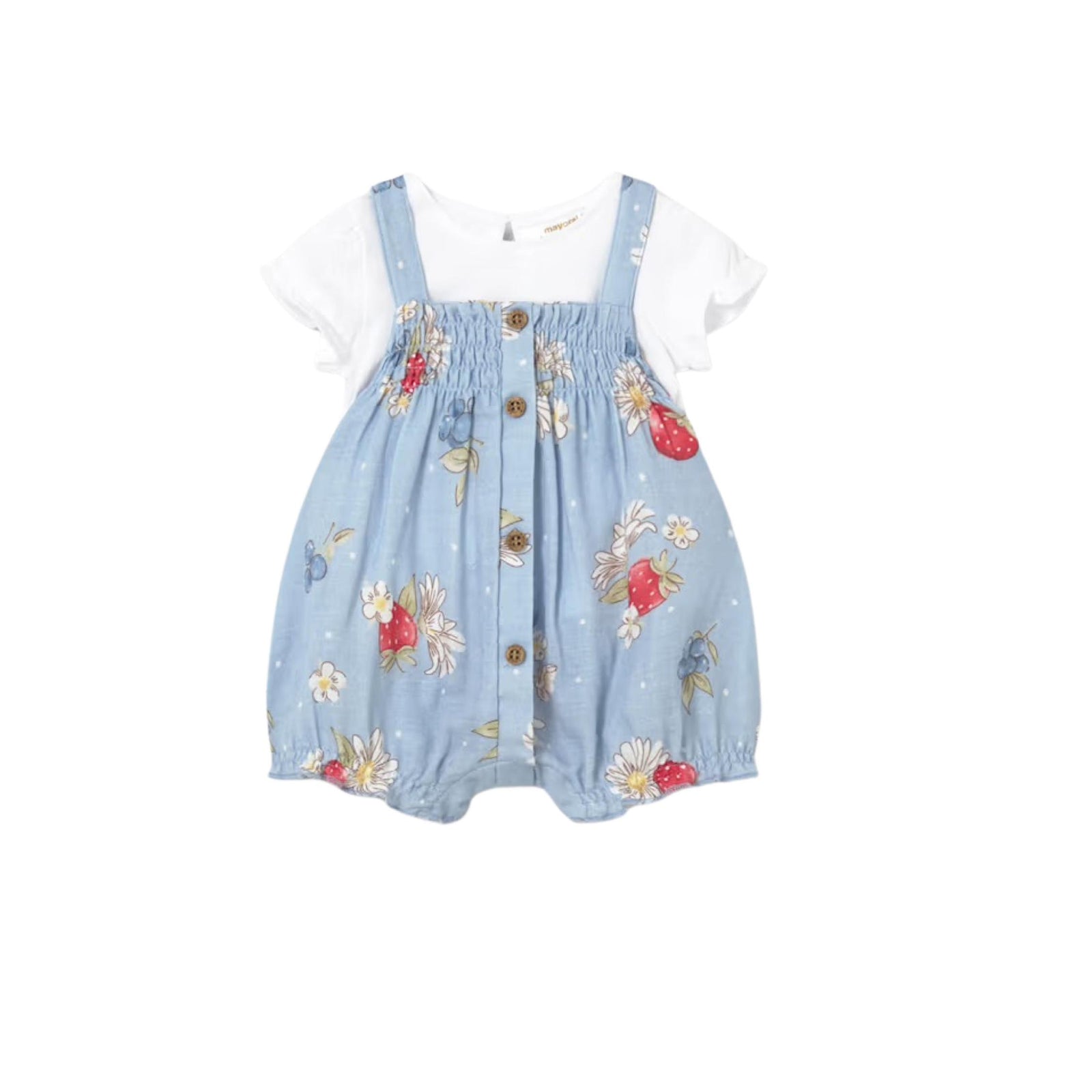 Layette Baby Girl Strawberry Dungaree and T-Shirt Set