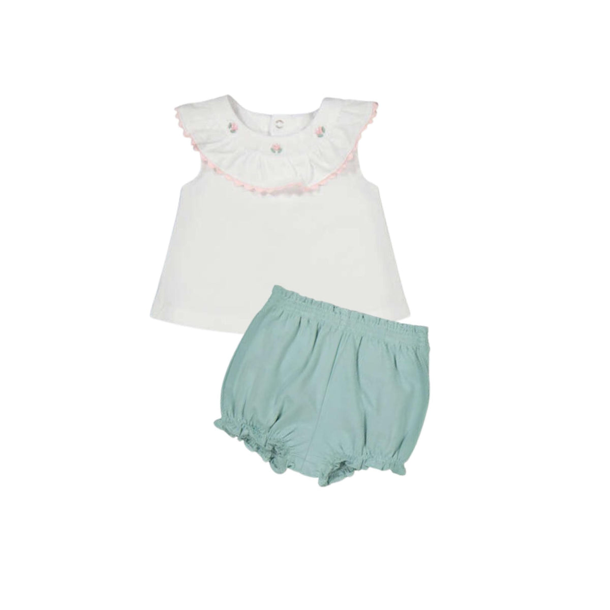 Layette Baby Girl Embroidered 2-Piece Shirt and Bloomer