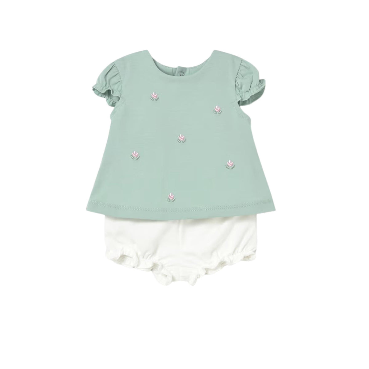 Layette Baby Girl Embroidered Floral 2-Piece Shirt and Bloomer