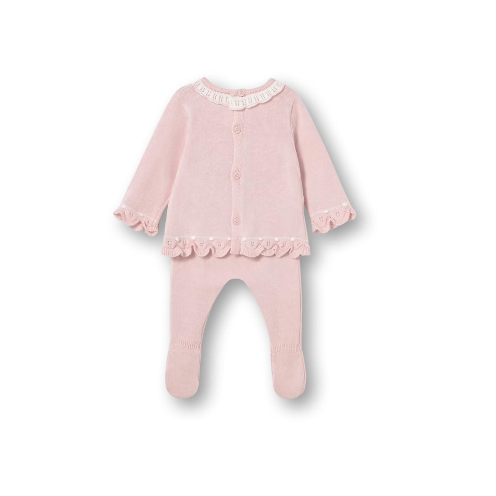 Layette Baby Girl Pink Knit 2-Piece Set