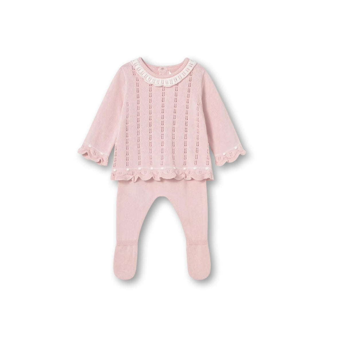 Layette Baby Girl Pink Knit 2-Piece Set