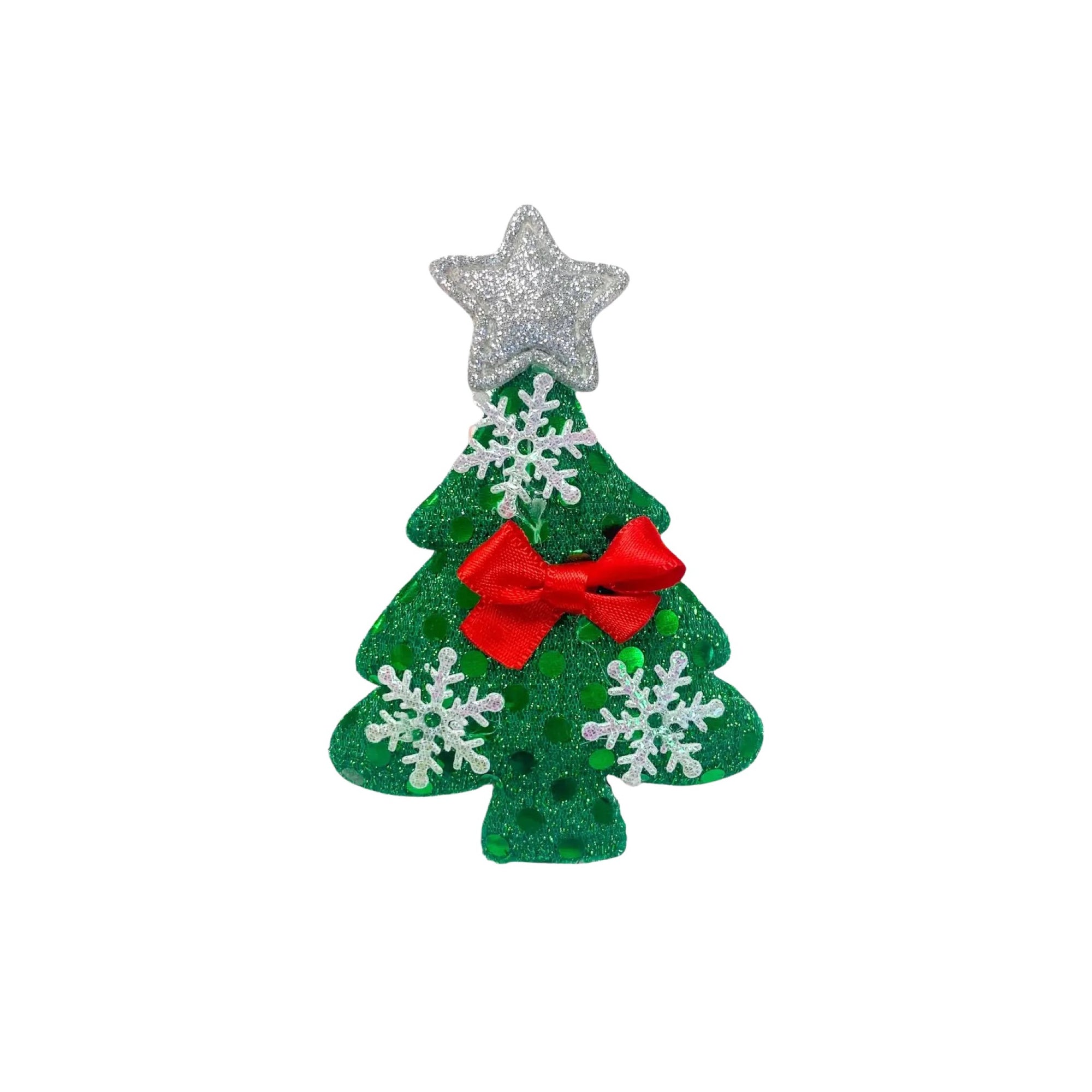 Christmas Tree with Star Glitter Hair Clip