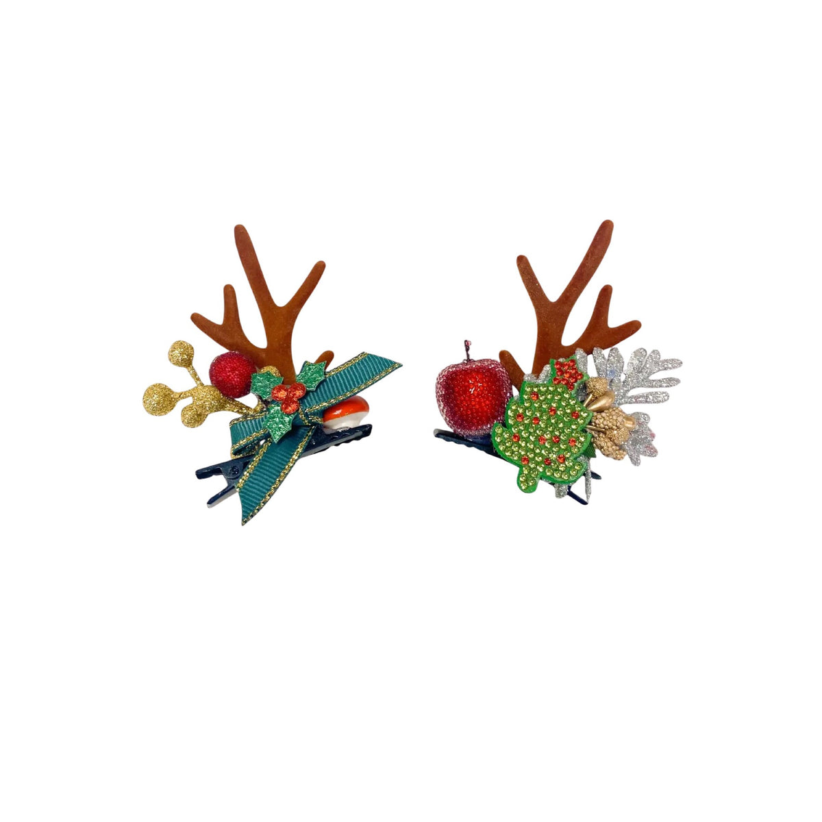 Reindeer Antlers Glitter Hair Clip Set