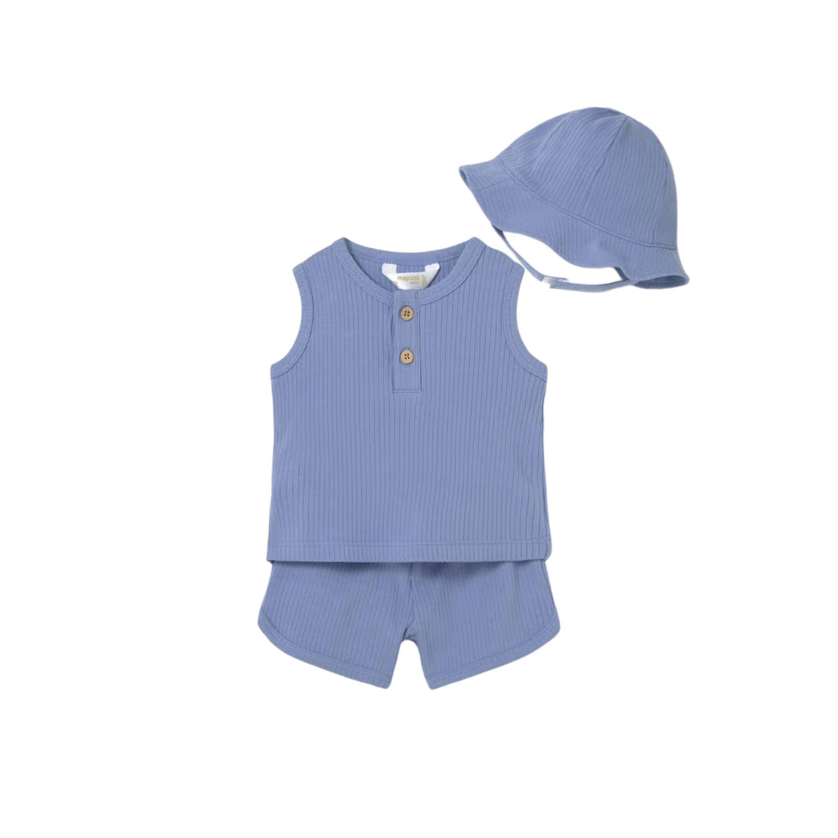 Baby Boy Blue Ribbed Tank and Short 3-Piece Set