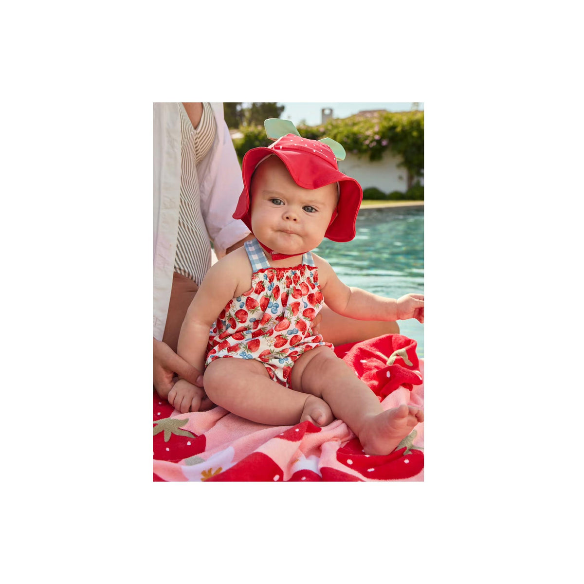 Baby Girl Strawberry Print 3-Piece Swimsuit