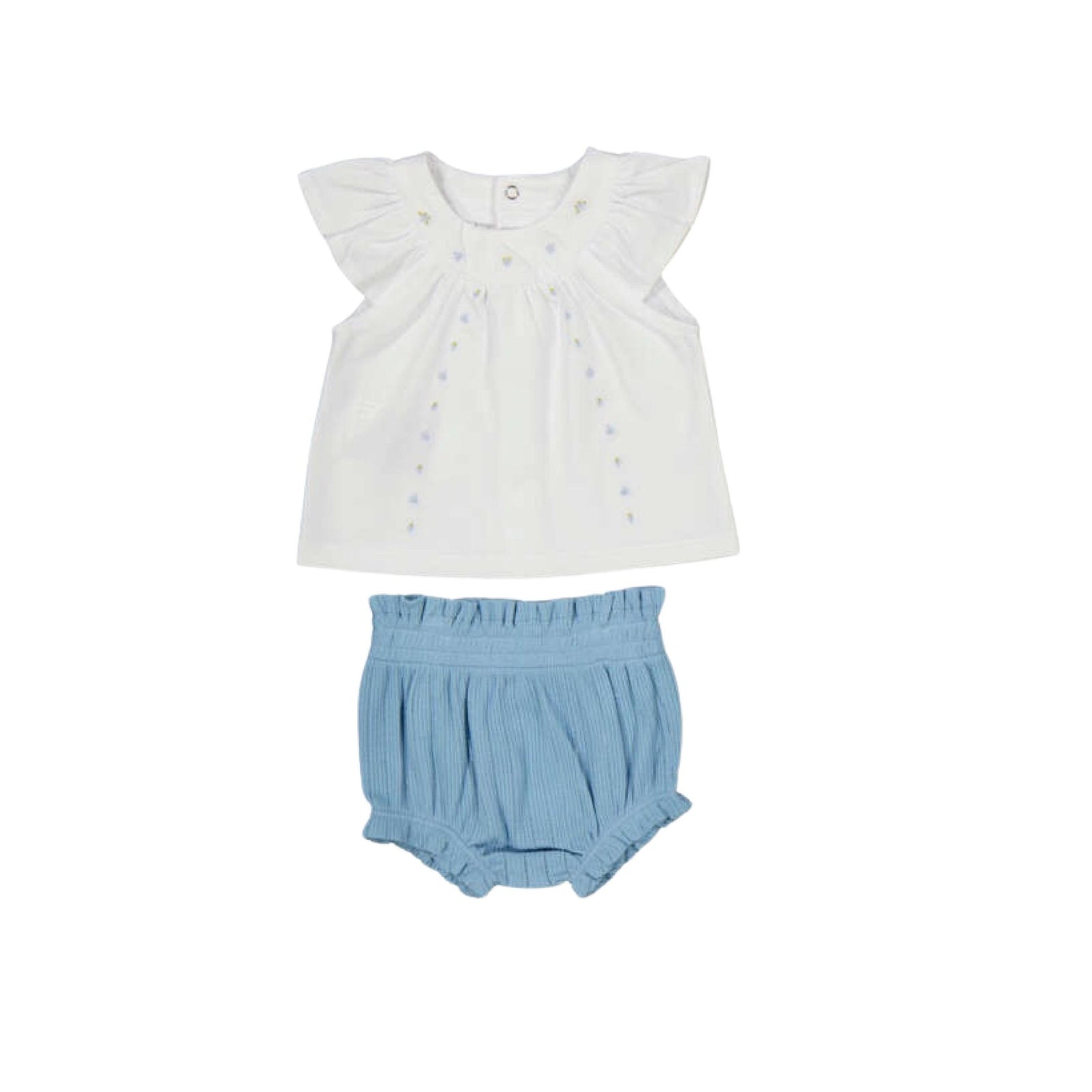 Baby Girl White Embroidered 2-Piece Bloomer Set